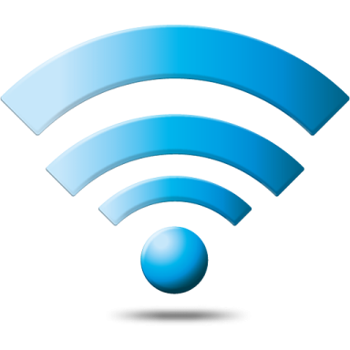 a blue wi - fi logo on a white background