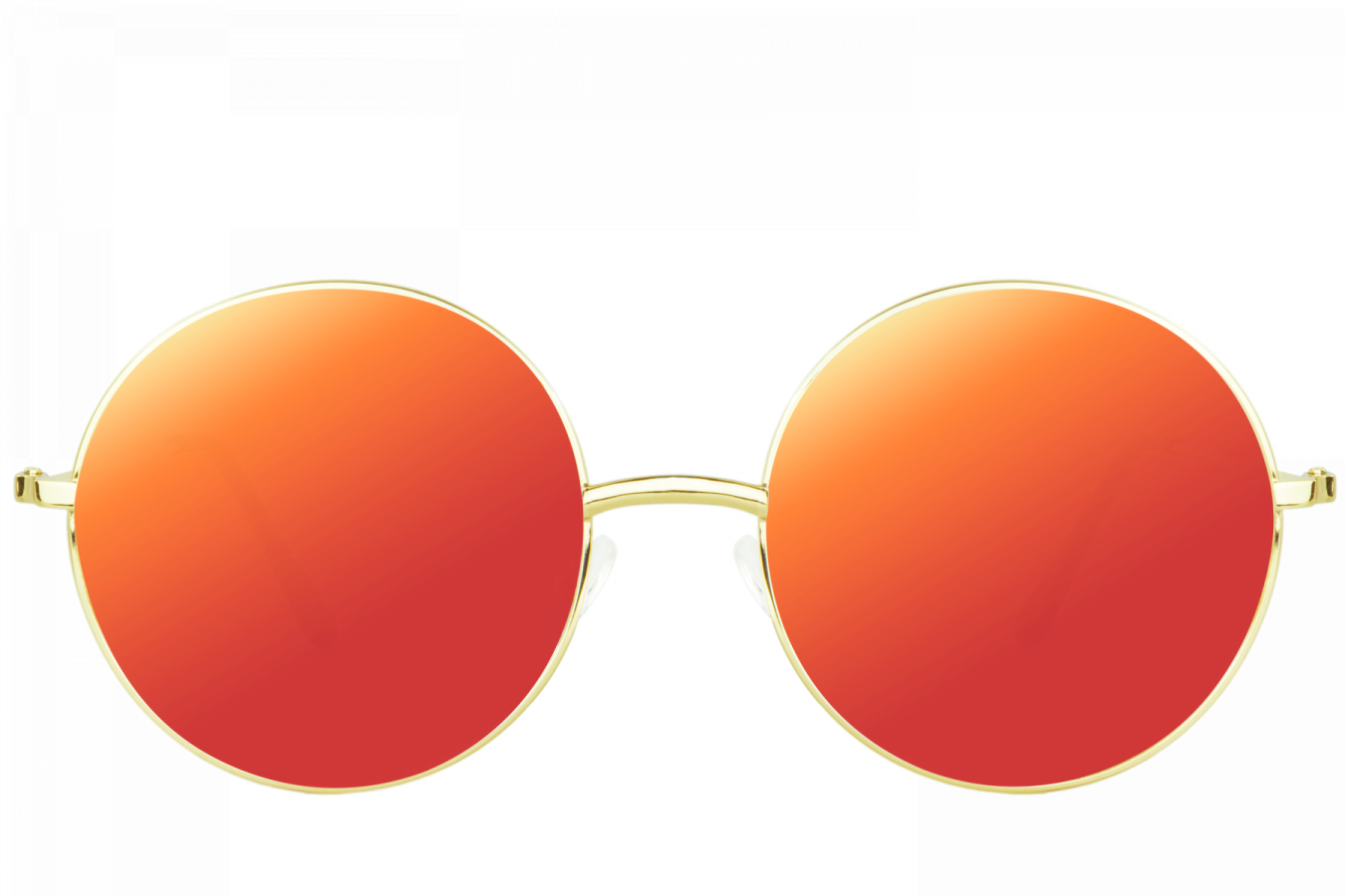 a pair of sunglasses with red lenses