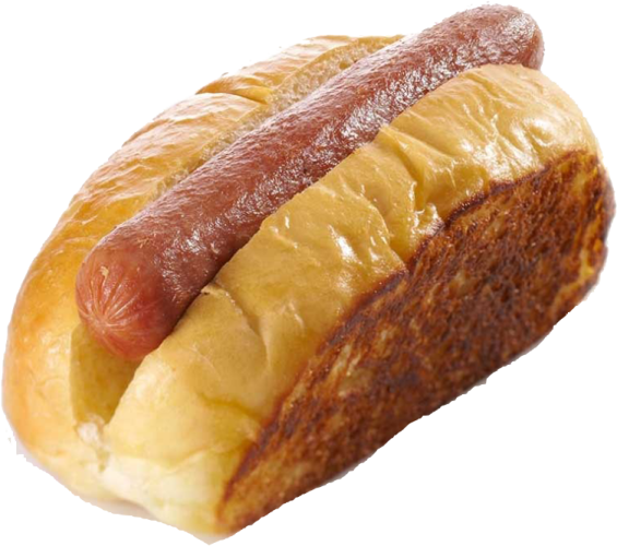 a piece of bread with a hot dog on it