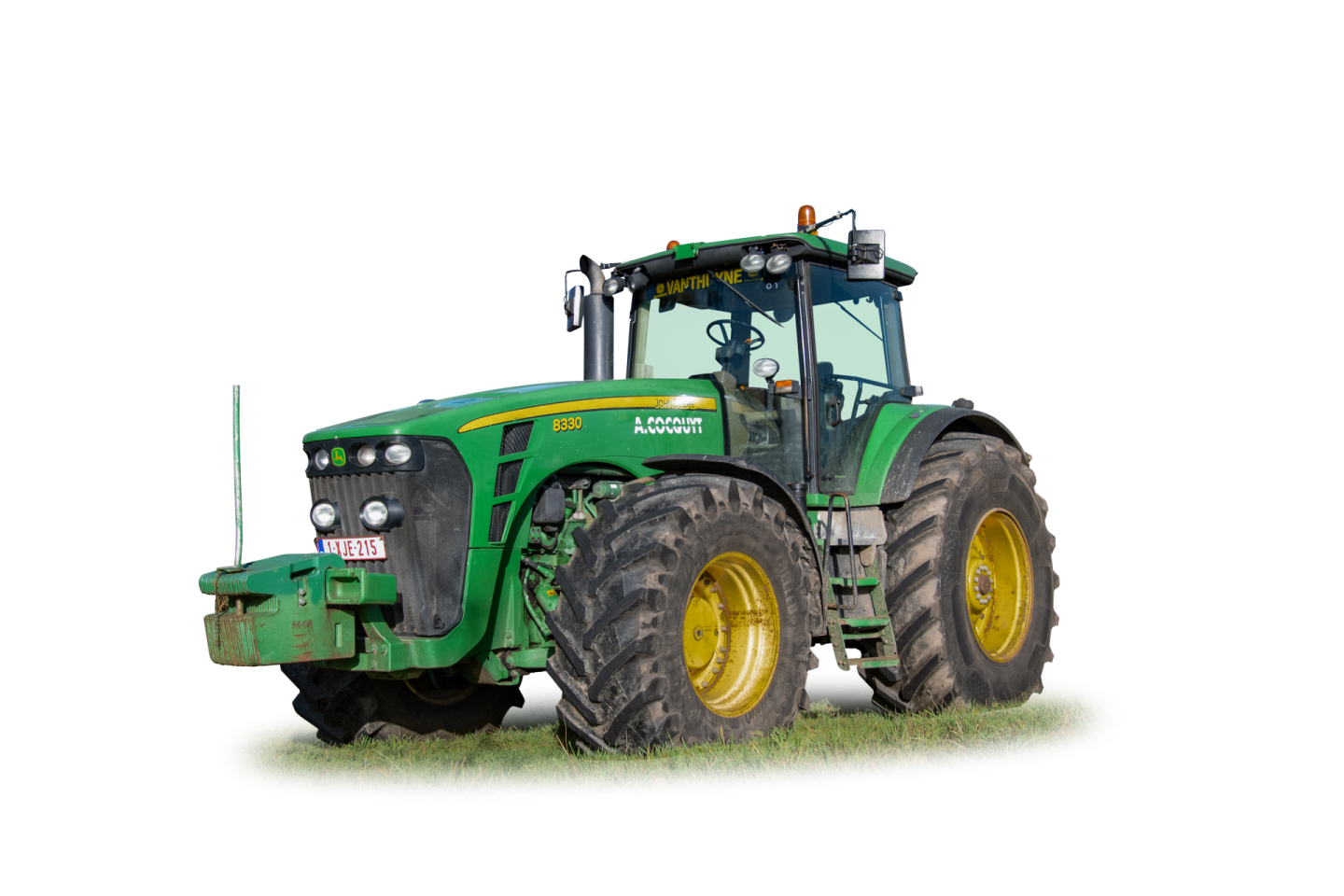 a green tractor on a white background