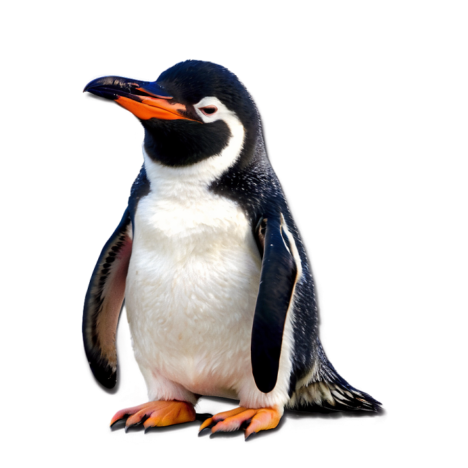 a close up of a penguin on a white background