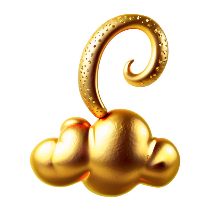a gold elephant shaped object on a white background