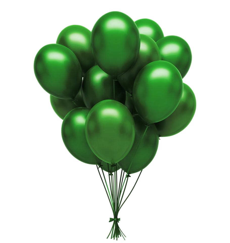 a bunch of green balloons
