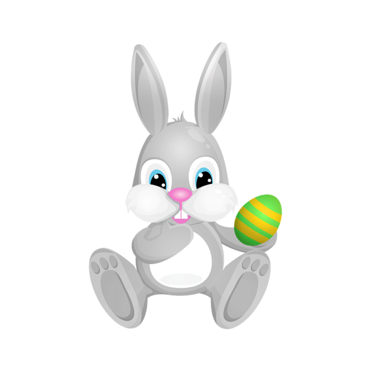 a cartoon bunny holding an easter egg
