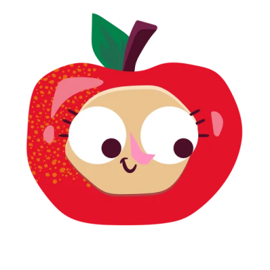 an apple with a face drawn on it
