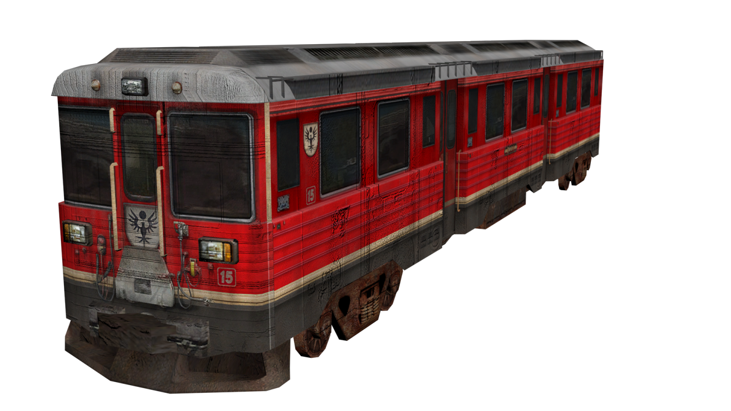 a red train car on a white background