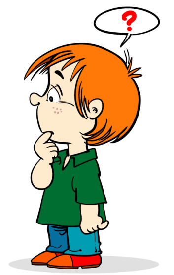a boy with a thought bubble above his head