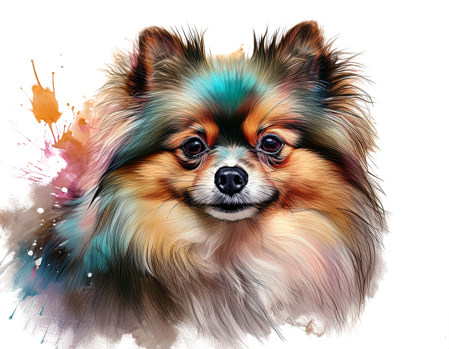 a painting of a dog on a white background