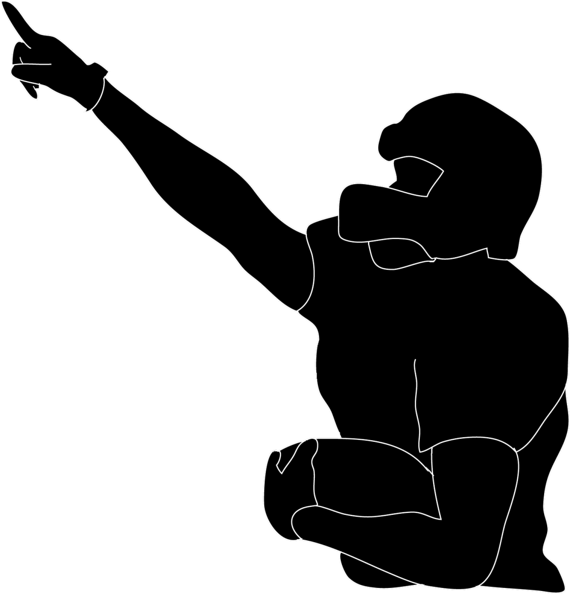 a black and white silhouette of a man kneeling