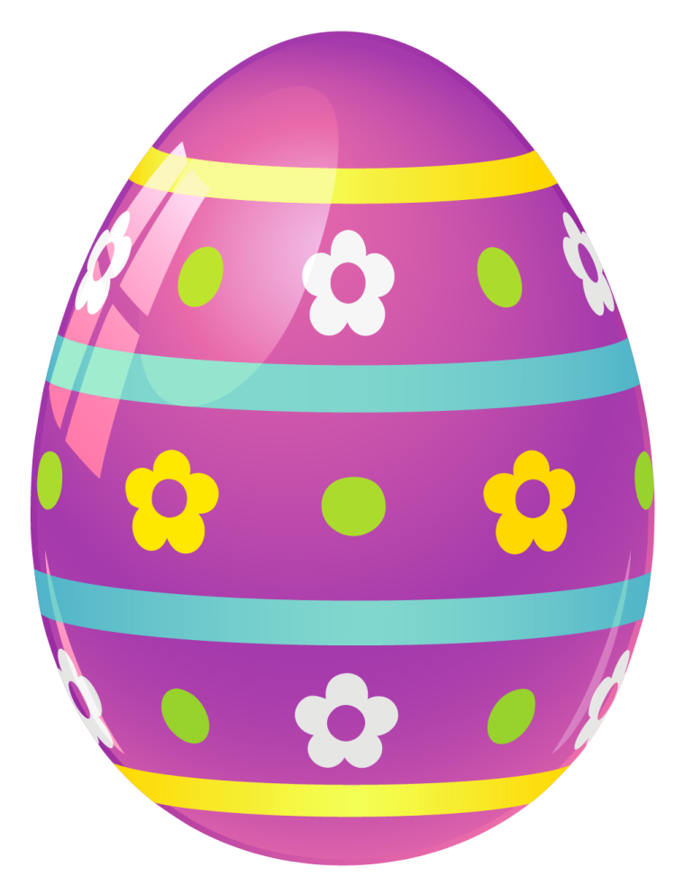 an easter egg with colorful stripes and flowers