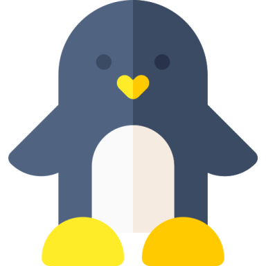 a penguin with yellow feet