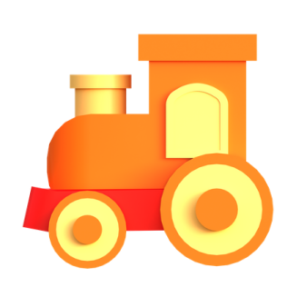 a toy train on a white background