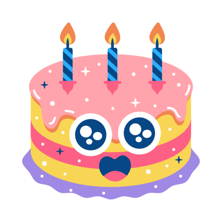 a birthday cake with three candles on top