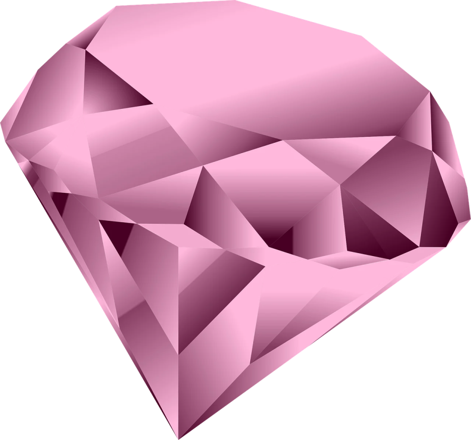 a pink diamond on a white background