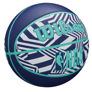 a blue and white basketball ball