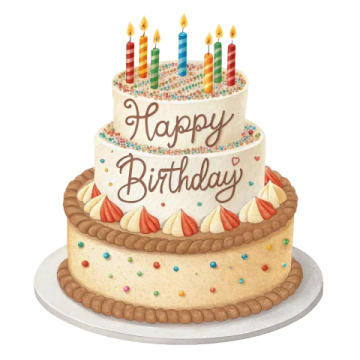a birthday cake with candles on top of it