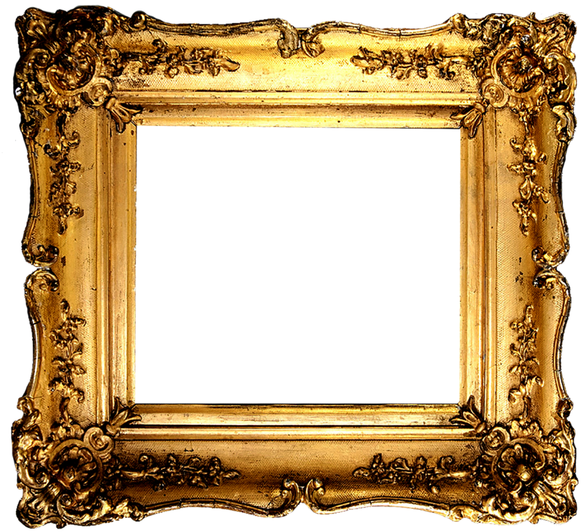 a gold frame on a white background
