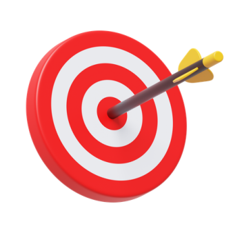 a red target with a yellow arrow in the center