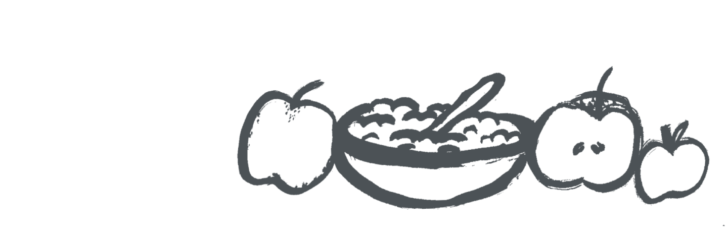 a black and white drawing of a bowl of food