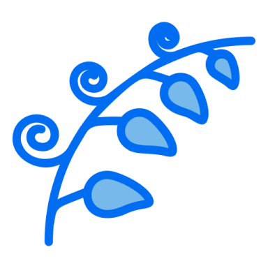 a blue branch with leaves on it