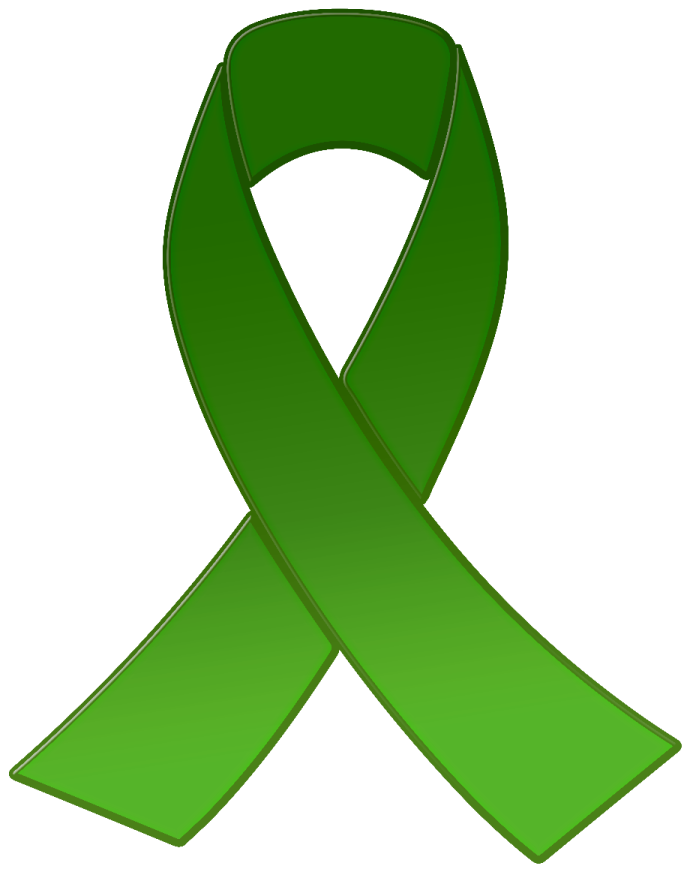 a green ribbon on a white background