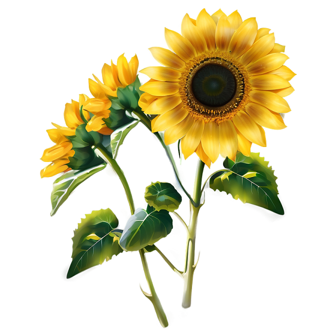 two sunflowers on a white background