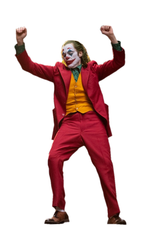 a man in a red suit and yellow shirt