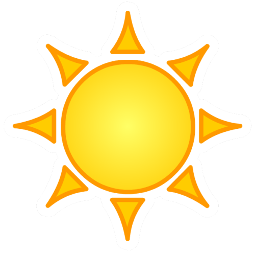 a yellow sun with four rays