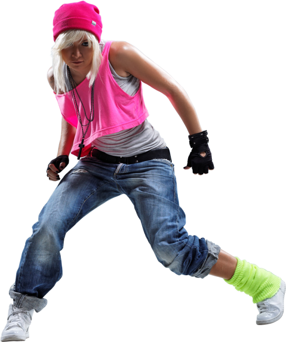a woman in a pink shirt and blue jeans