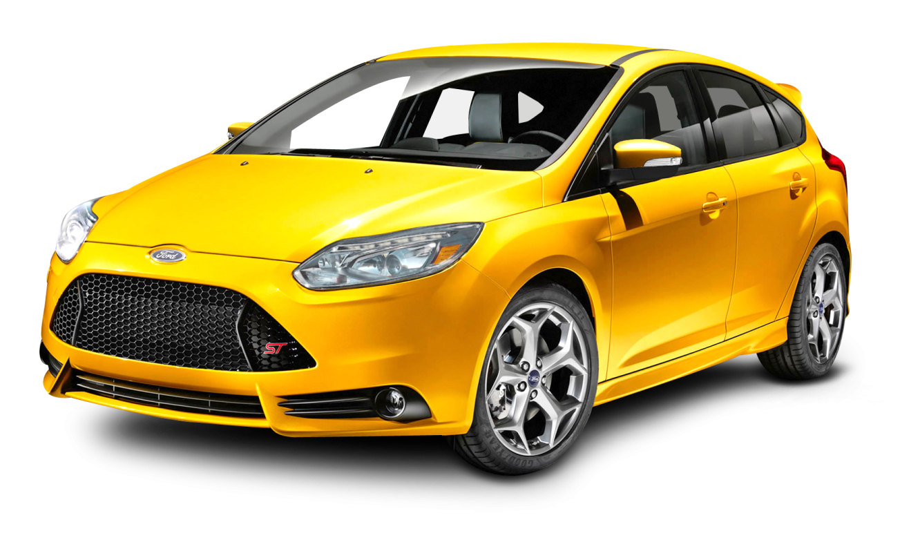 a yellow car on a white background