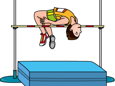 a man jumping on a high jump