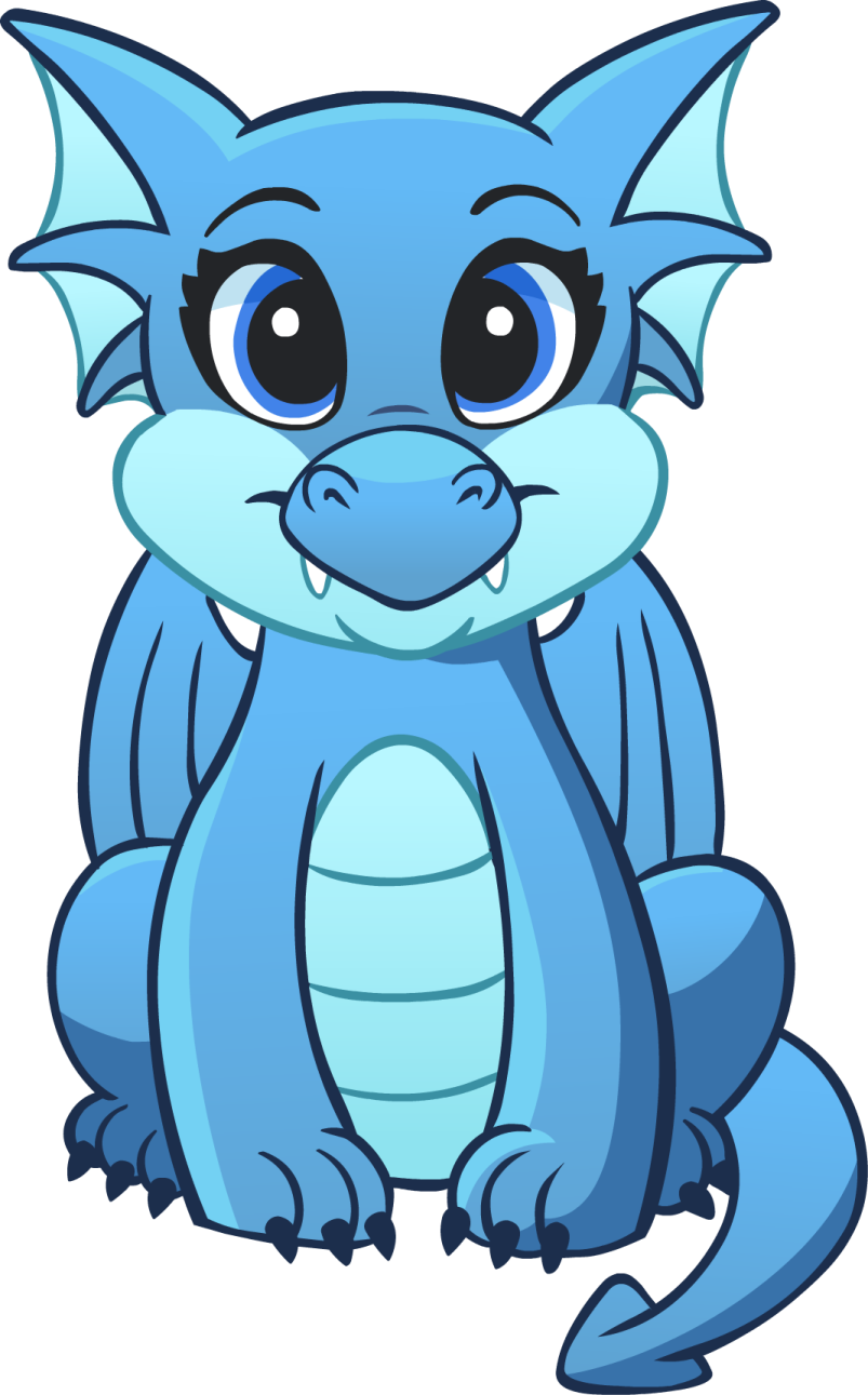 a blue cat with big eyes sitting down