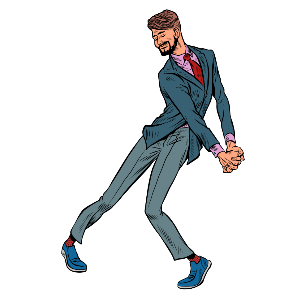 a man in a business suit is walking