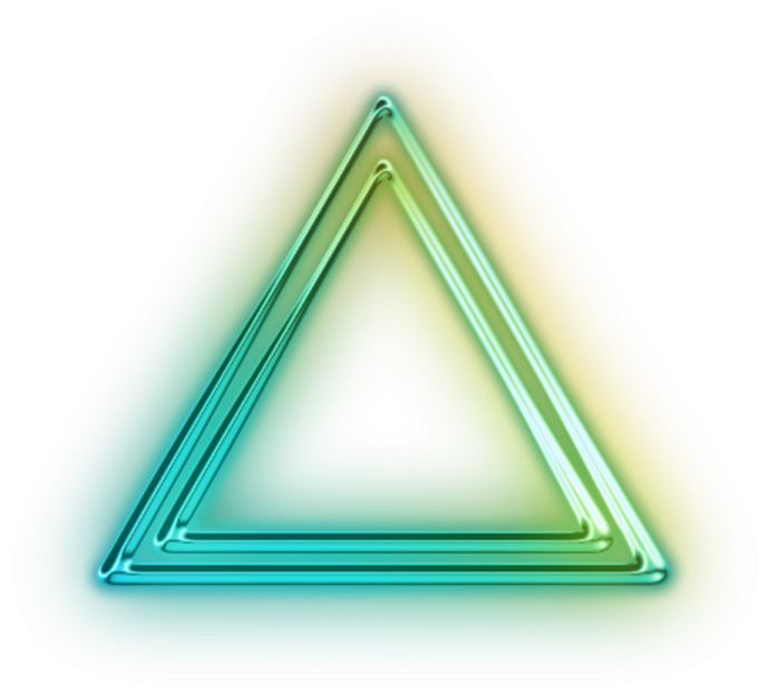 a green neon triangle on a white background