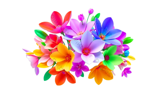 a bunch of colorful flowers on white background