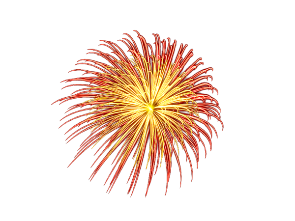 a red and yellow fireworks on a white background
