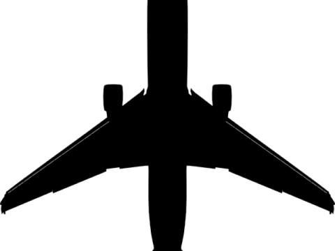 a black and white silhouette of an airplane