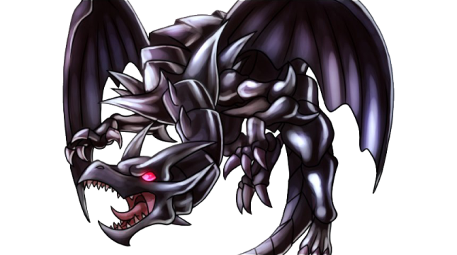an image of a black dragon with red eyes