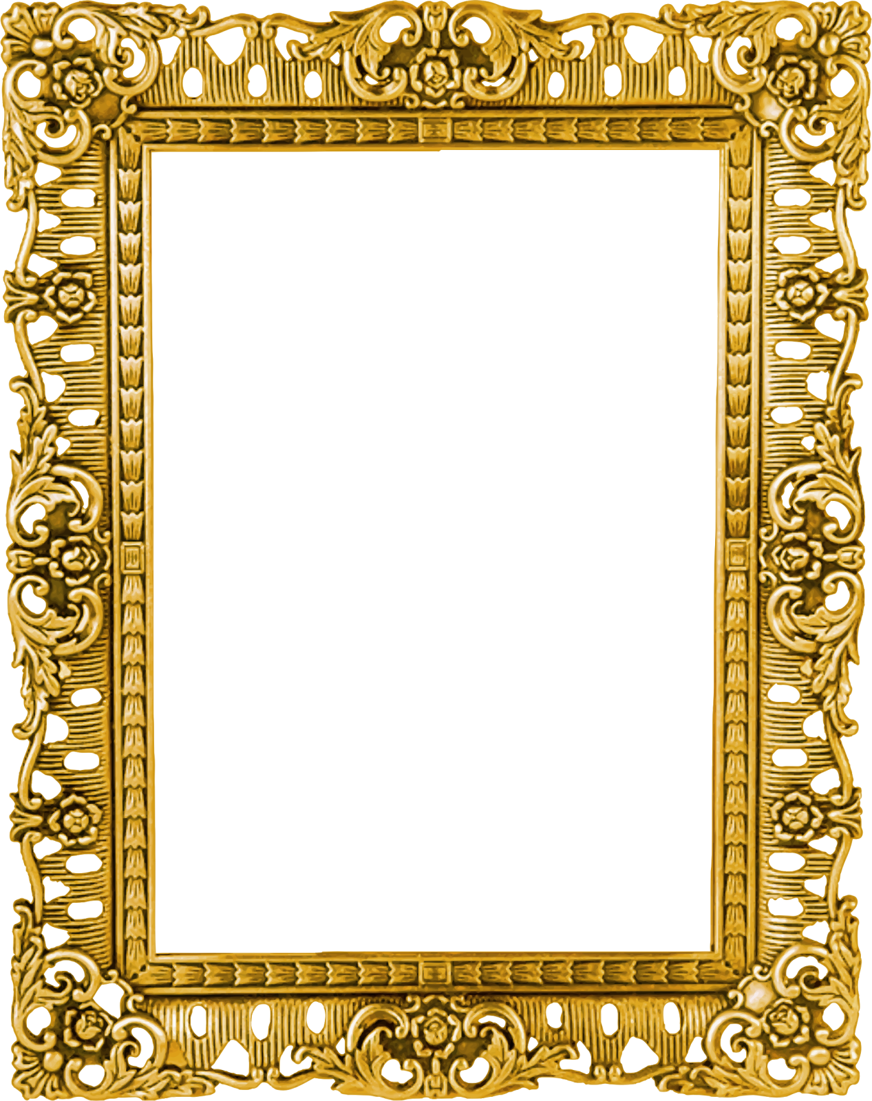 an ornate gold frame with a white background