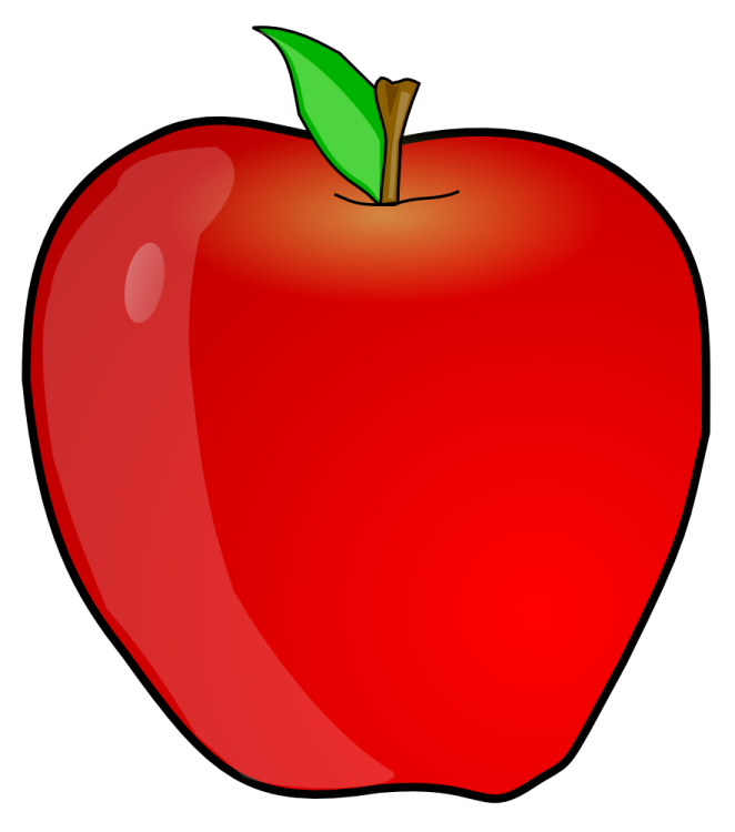 an apple with a leaf on it