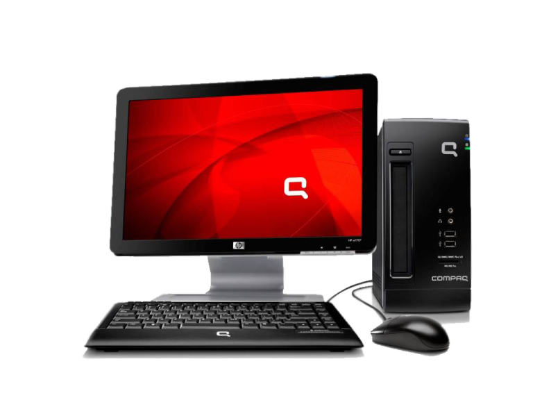 a desktop computer with a keyboard and mouse