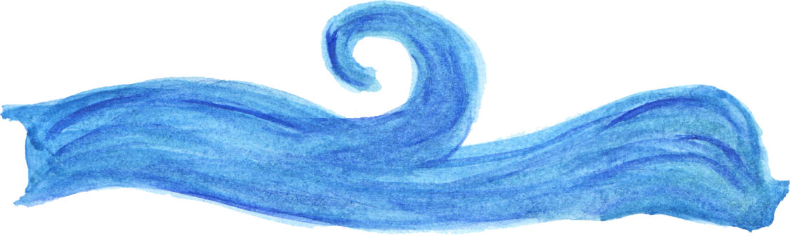 a watercolor drawing of a blue wave