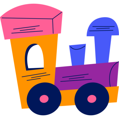 a toy train with two cars on it