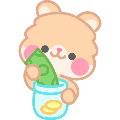 a teddy bear holding a jar of money