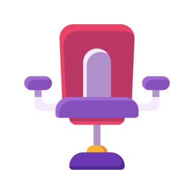 a red and purple office chair