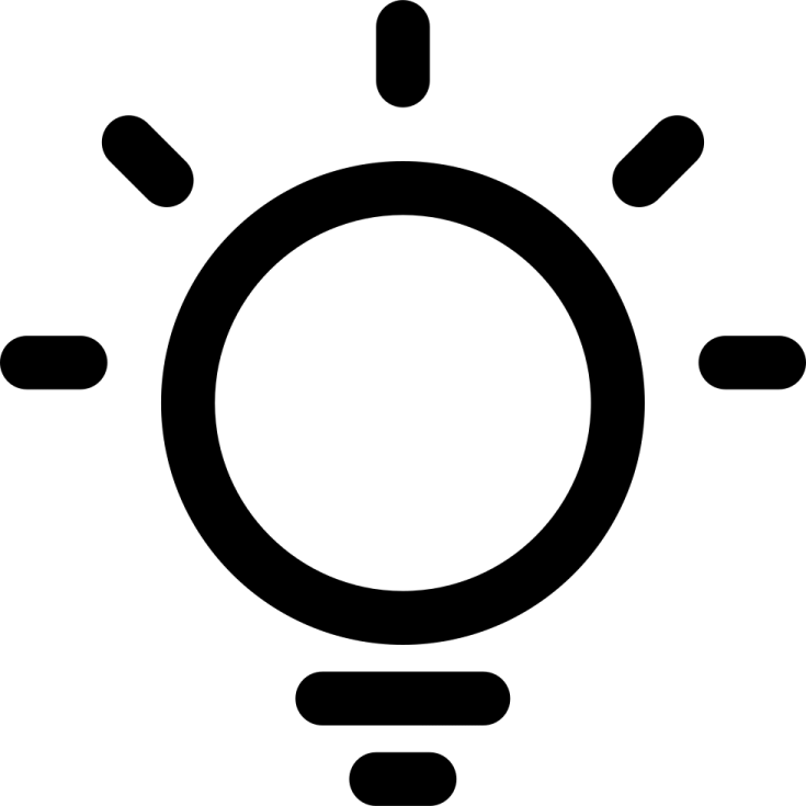 a black and white icon of a light bulb
