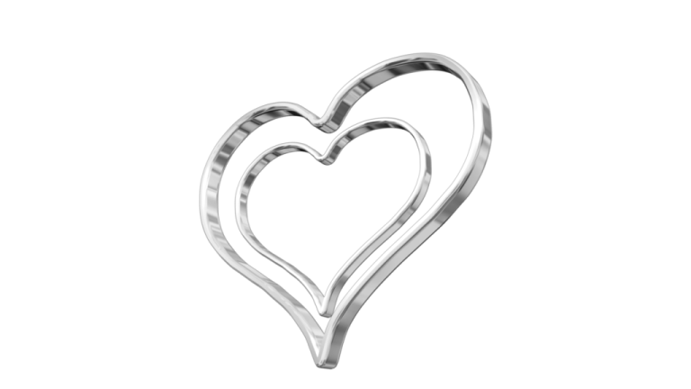 a silver heart shaped cookie cutter
