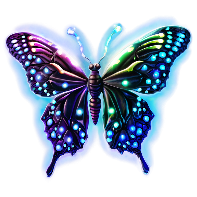 a butterfly with colorful lights on its wings