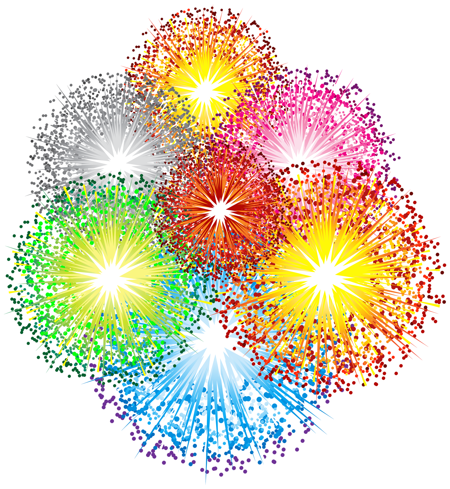 colorful fireworks on a white background