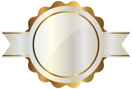 a gold medal with a white background